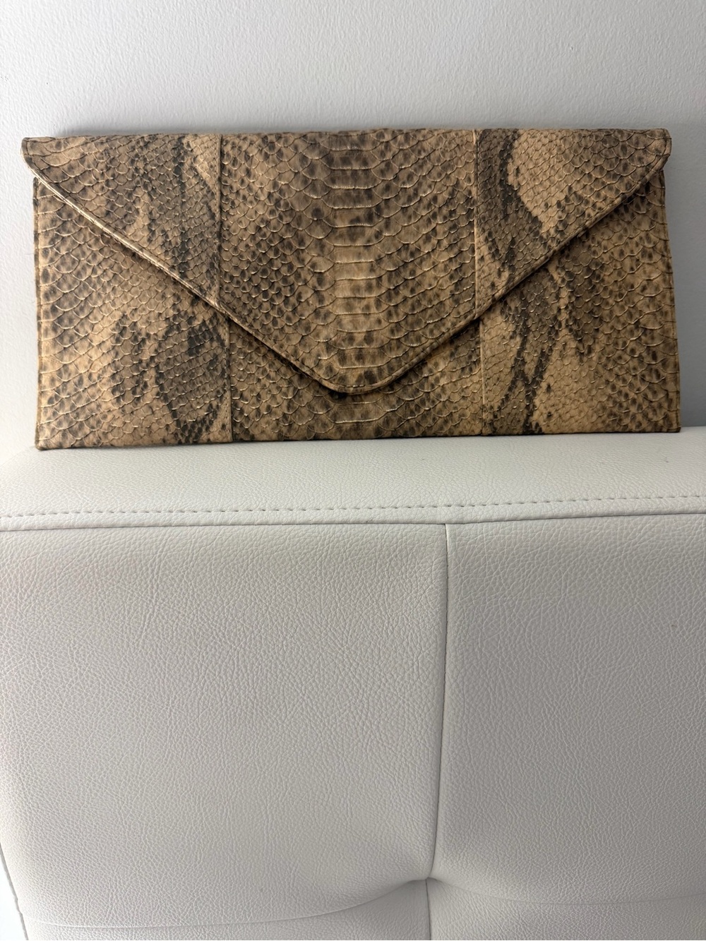 Urban Expressions Vegan Gold And Beige Snakeskin-Textured Clutch